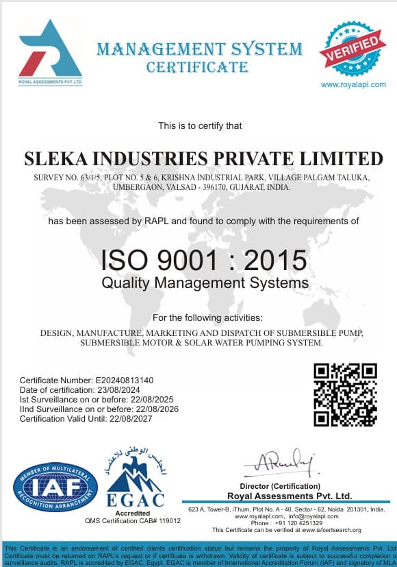 ISO 9001:2015 Quality Management Systems Certificate